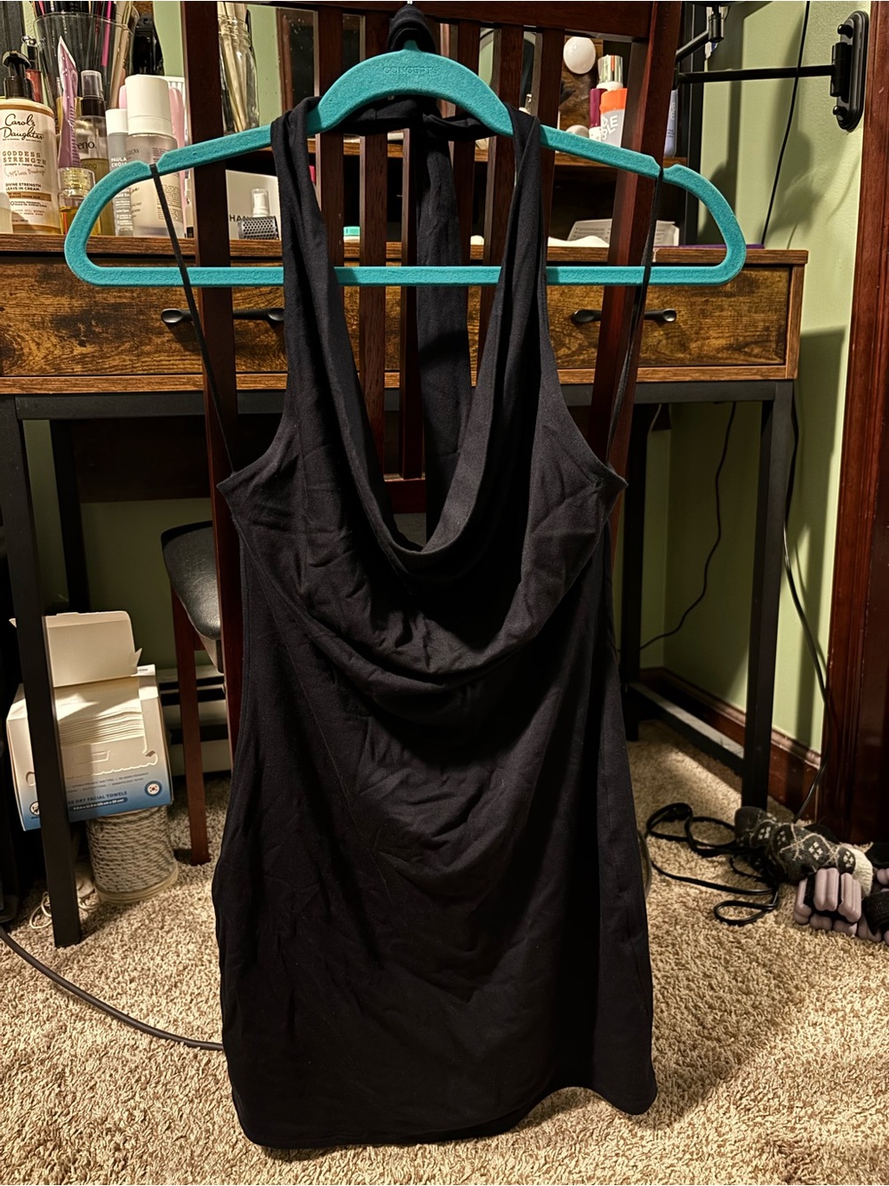 cowl neck backless dress